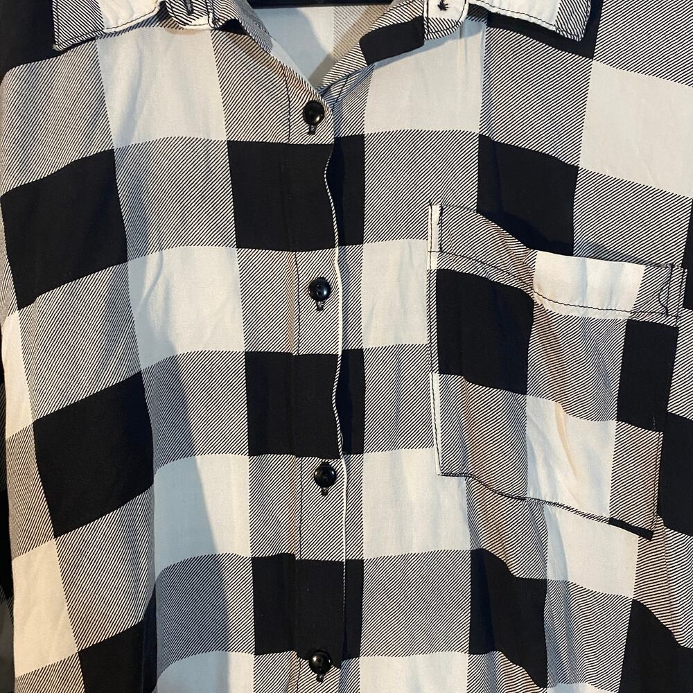 Passport Black White Check Plaid Long Sleeve Button Down Shirt Women Sz XL - Picture 5 of 12